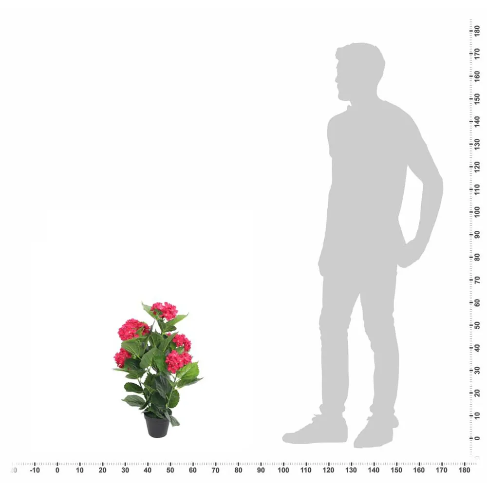 Planta hortênsia artificial com vaso 60 cm vermelha com Caules Flexíveis