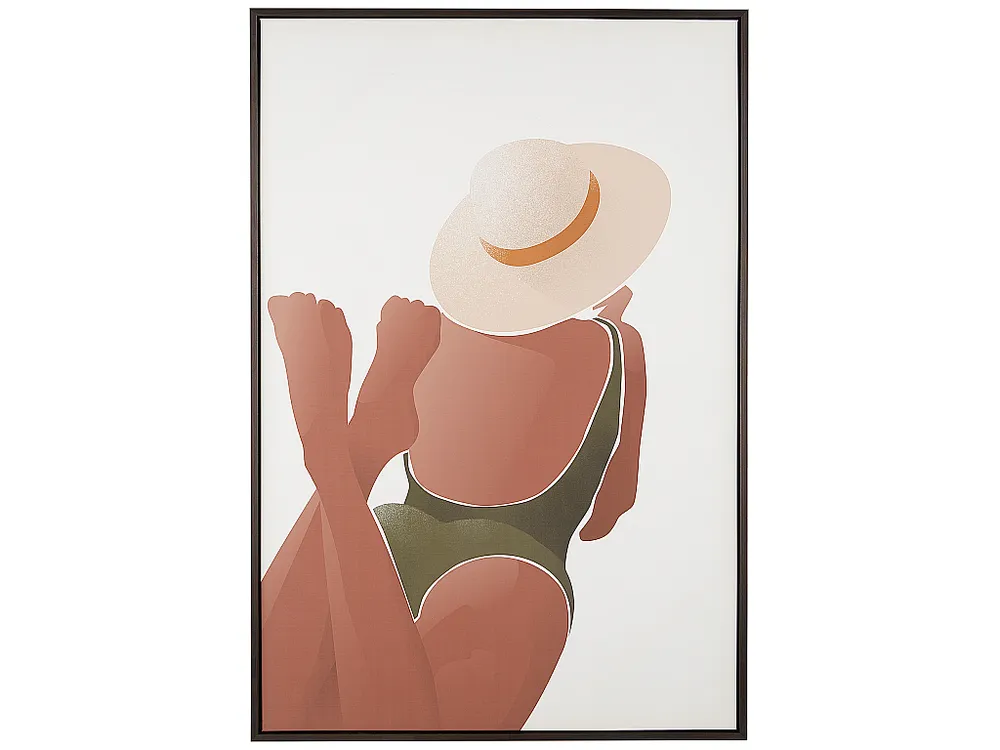 Quadro decorativo com moldura em castanho e branco 63 x 93 cm FELTRINA em Estilo Retrô