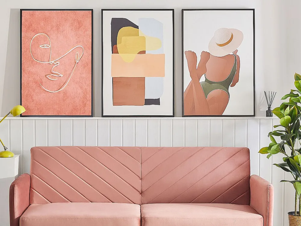 Quadro decorativo com moldura em castanho e branco 63 x 93 cm FELTRINA em Estilo Retrô