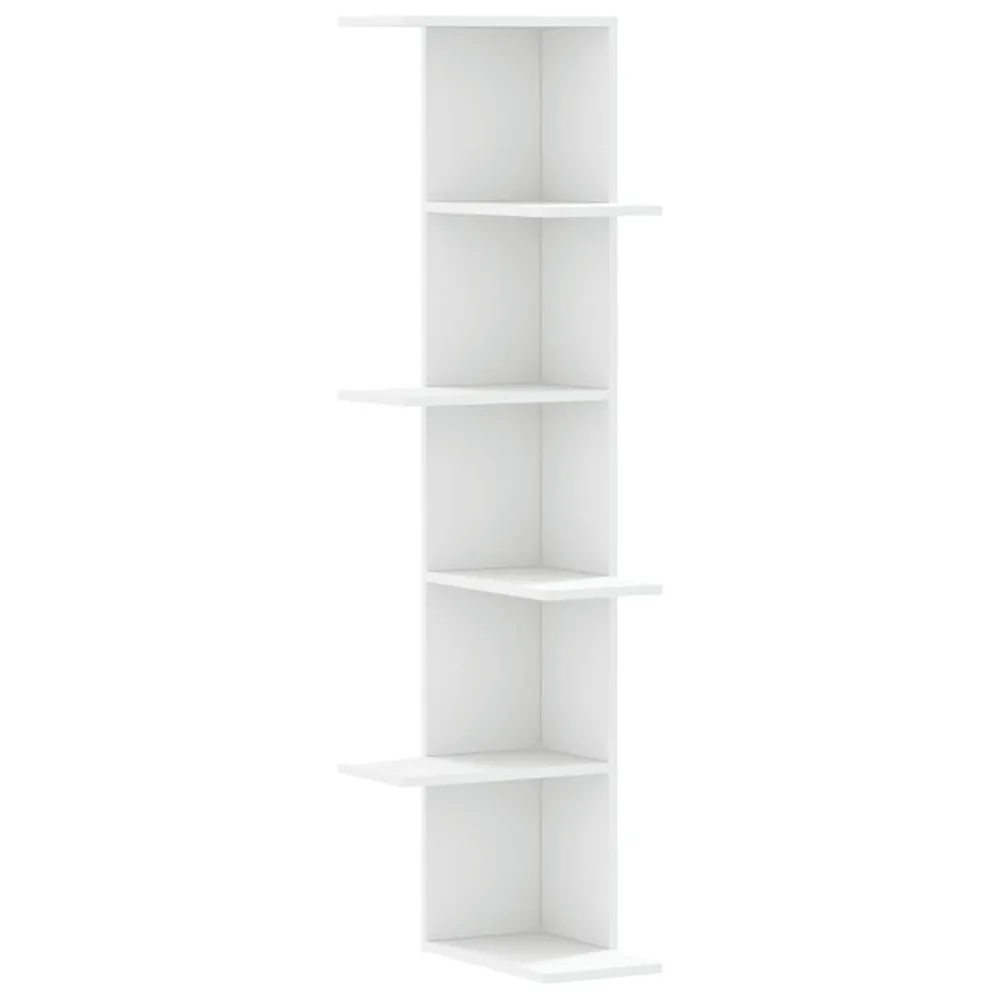 Design Contemporâneo Estante parede para canto 36,5x36,5x140 cm deriv. madeira branco