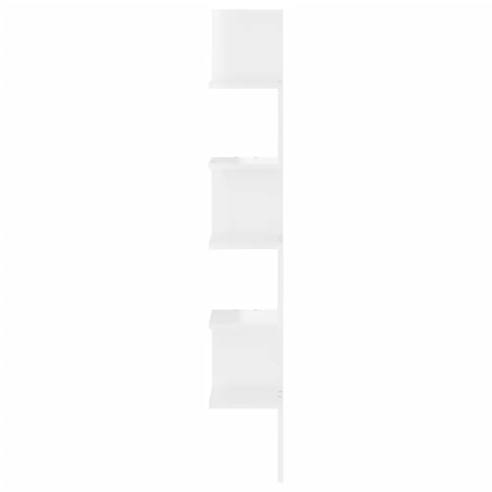Estante de canto para parede deriv. de madeira branco cintilante