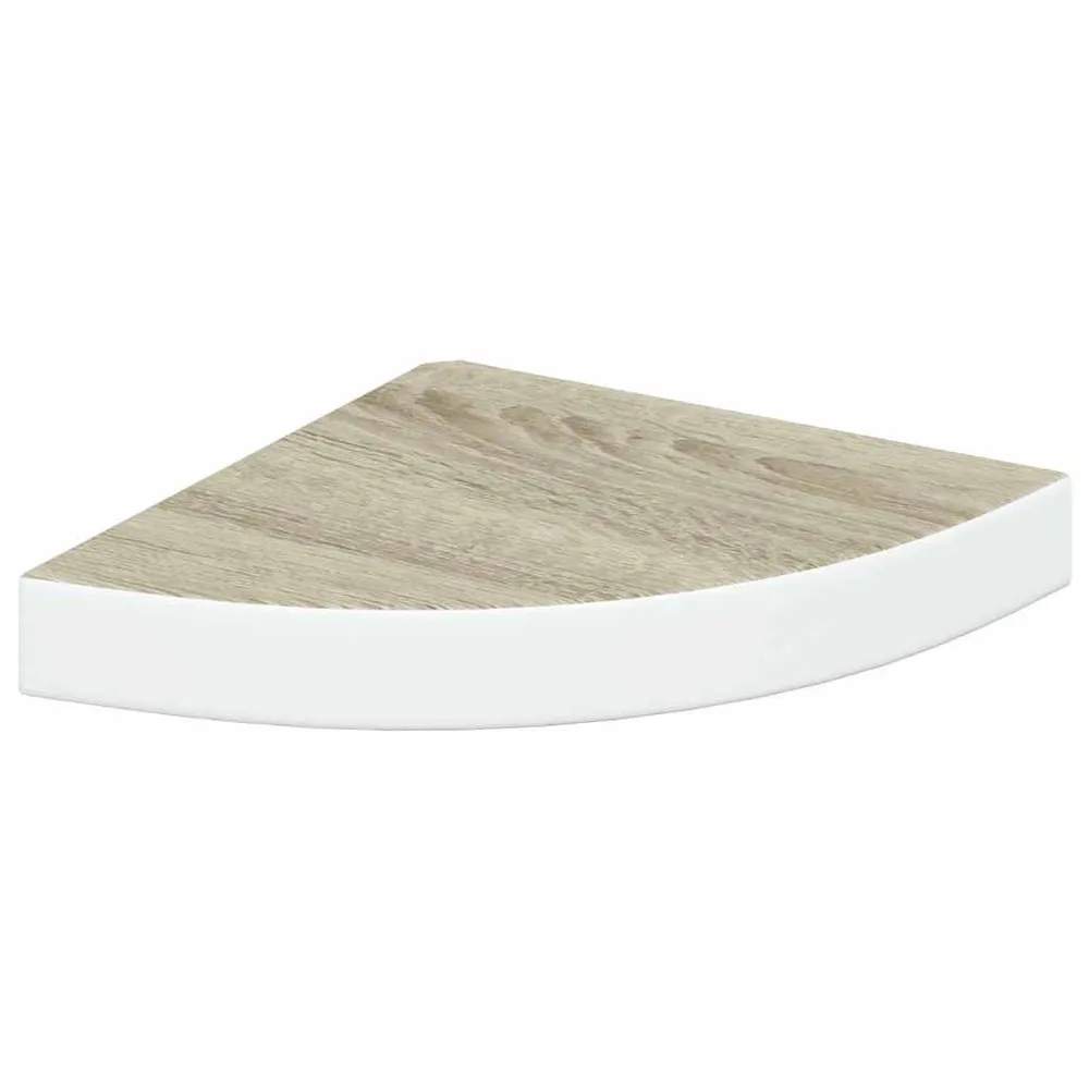 Prateleira de canto parede 25x25x3,8 cm MDF cor carvalho/branco Material Reciclado