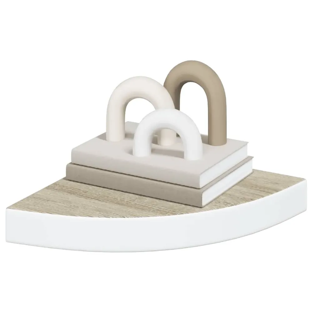 Prateleira de canto parede 25x25x3,8 cm MDF cor carvalho/branco Material Reciclado