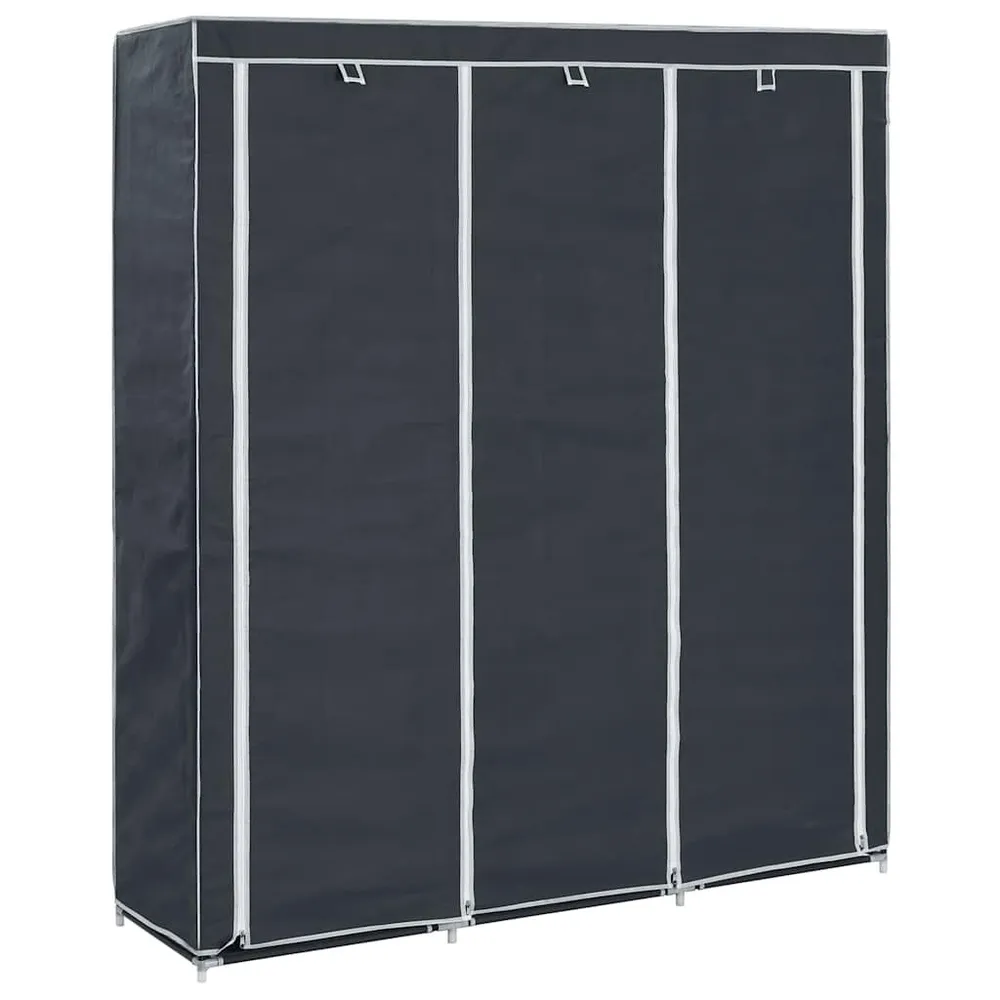 Roupeiro com compartimentos e varões 150x45x175 cm tecido preto