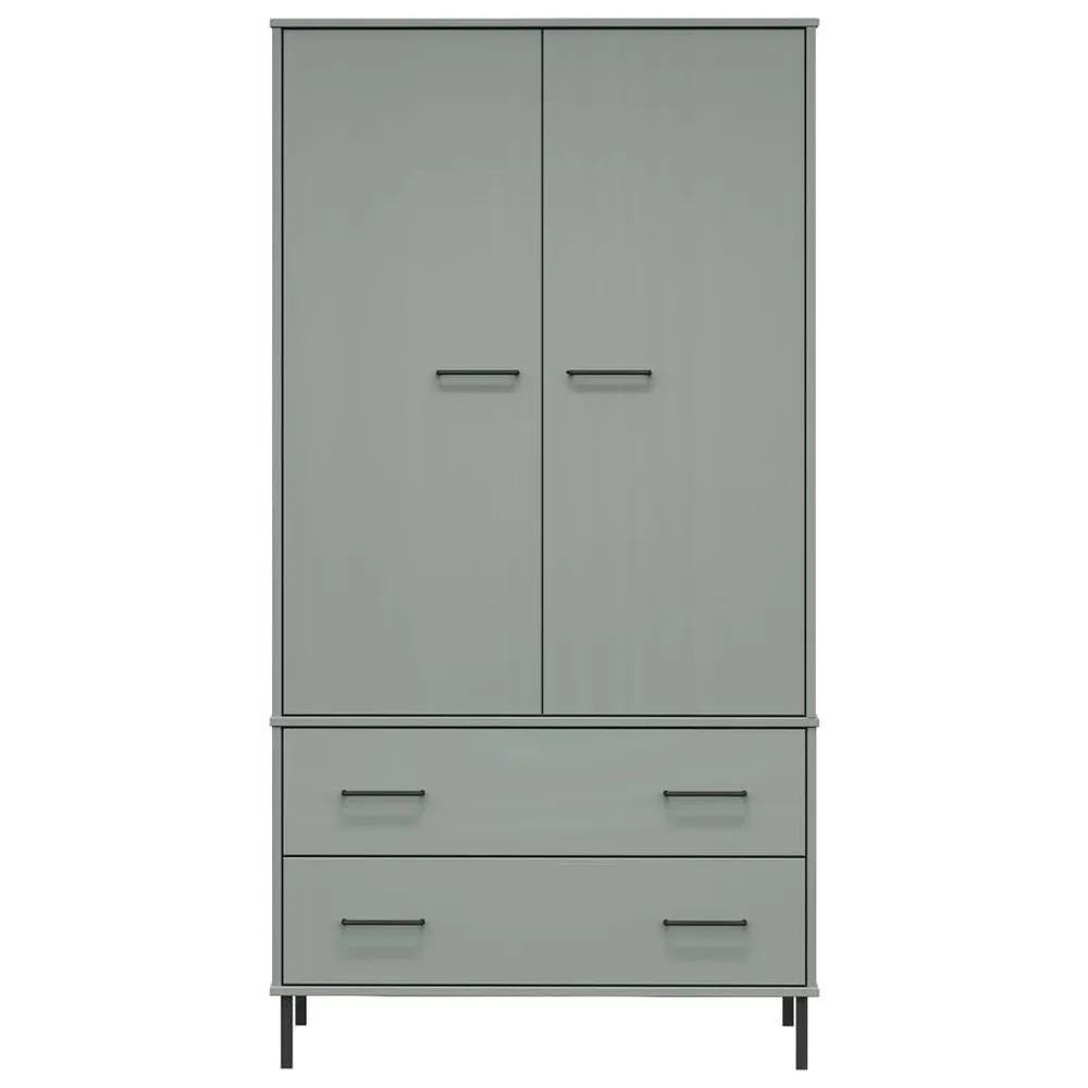 Roupeiro com pernas metálico 90x55x172,5 cm madeira OSLO cinzento