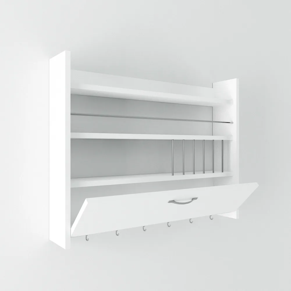 Estante de parede de cozinha 1 porta Naokomi L85xH65cm Branco Dimensões 15x10x5 cm