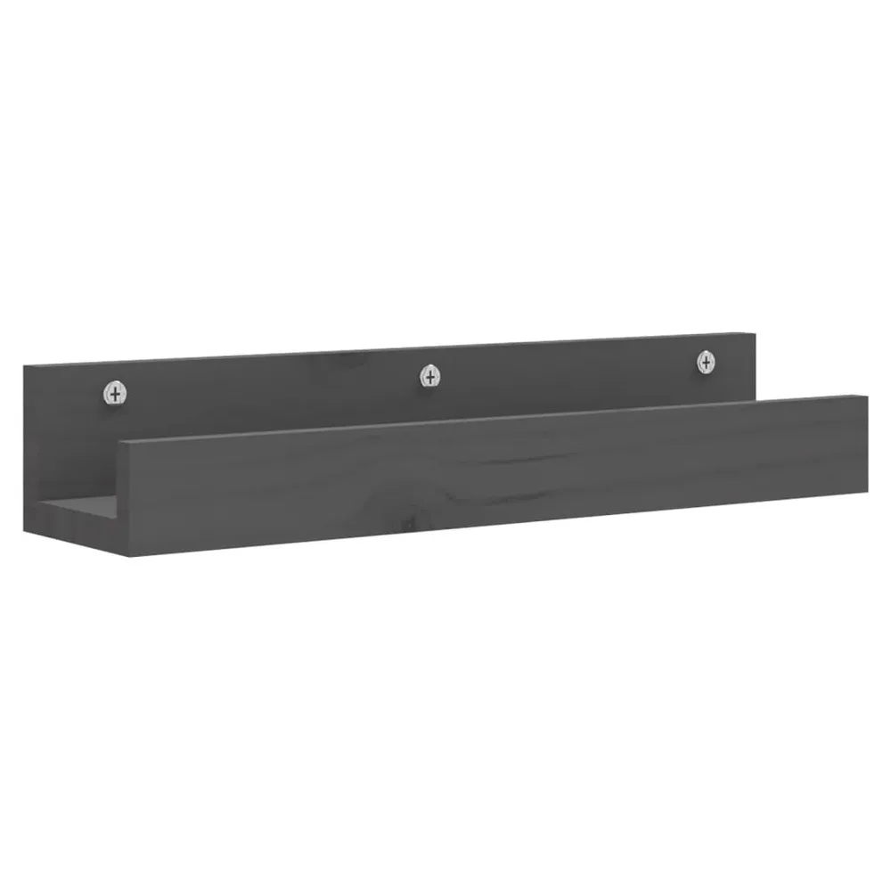 Suporte para Livros Prateleiras de parede 2 pcs 50x12x9 cm pinho maciço cinzento
