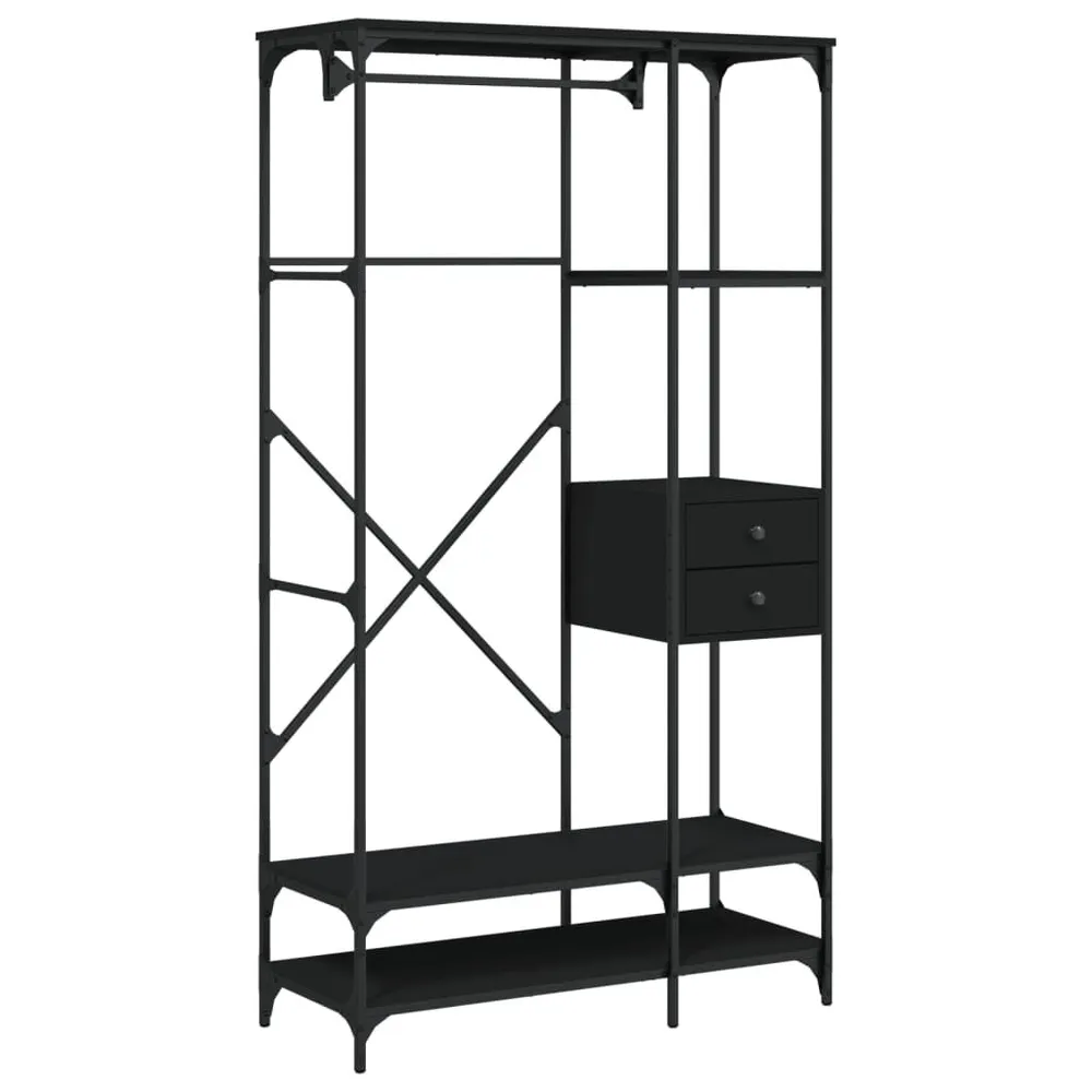 Prateleira para Lavanderia Roupeiro com gavetas 100x40x180 cm derivados de madeira preto