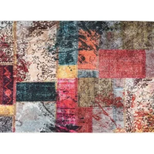 Certificado Hipoaergênico Tapete lavável antiderrapante 160x230 cm patchwork multicor