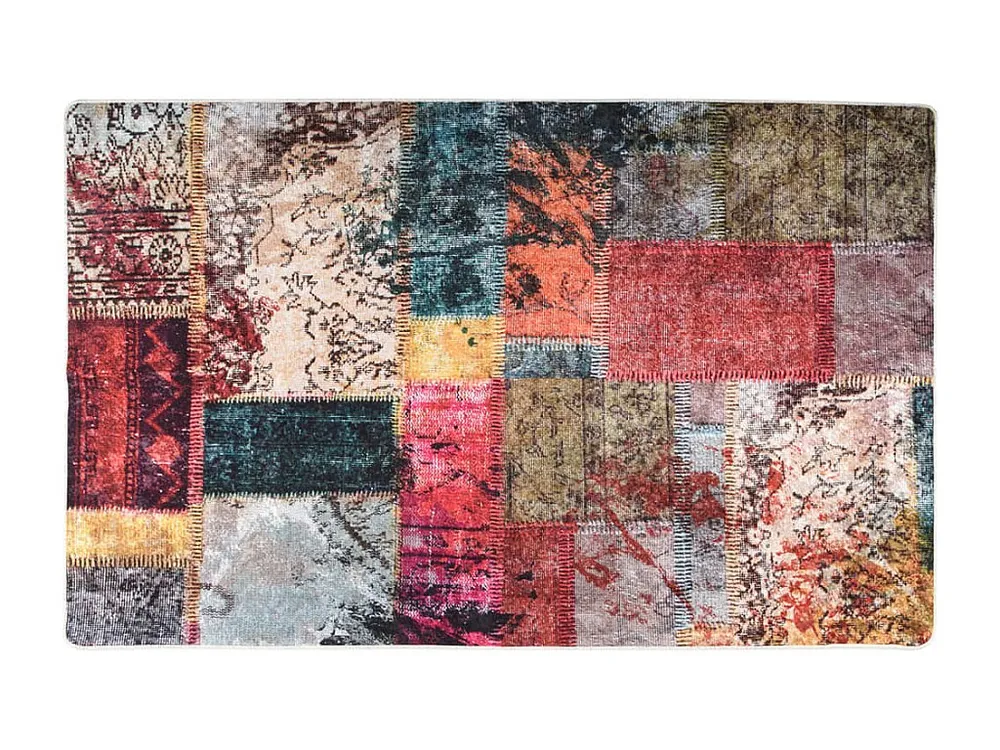 Certificado Hipoaergênico Tapete lavável antiderrapante 160x230 cm patchwork multicor