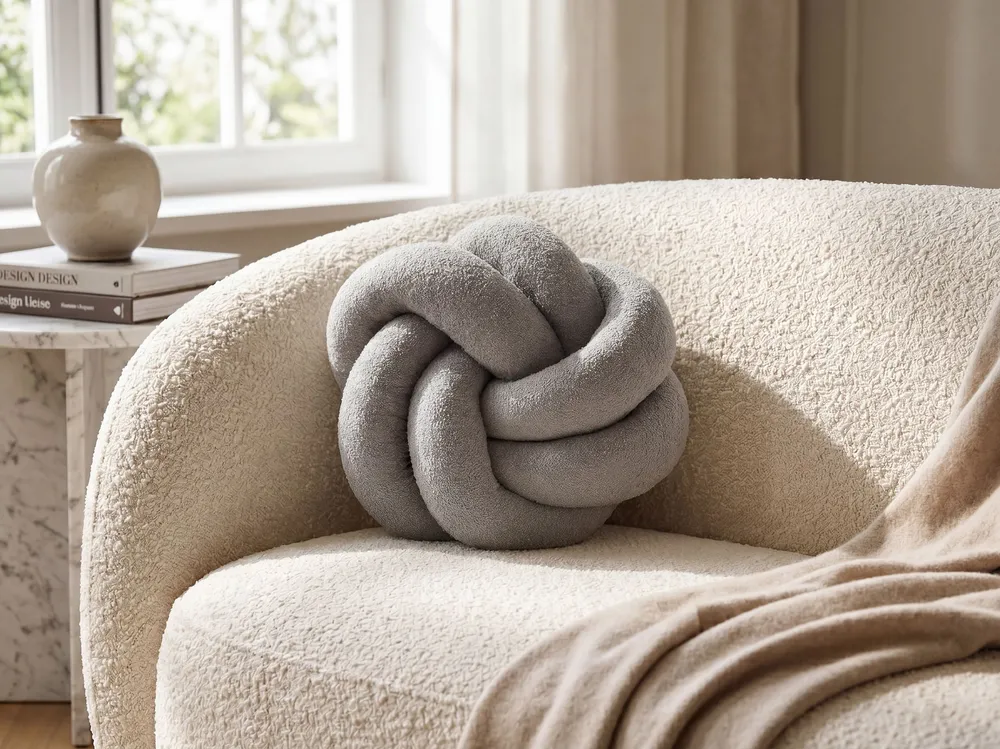 Boucle Knot Cushion 45 x 45 cm Grey ANGELONIA