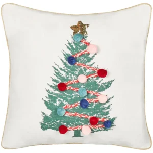Cotton Cushion Christmas Tree Pattern 45 x 45 cm White EPISCIA