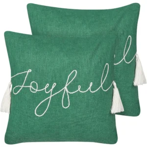 Set 2 Cotton Cushions 45 x 45 cm Green ELETTARIA