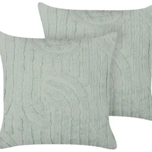 Set 2 Cotton Cushions 45 x 45 cm Green TELLIMA