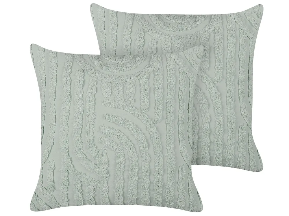 Set 2 Cotton Cushions 45 x 45 cm Green TELLIMA