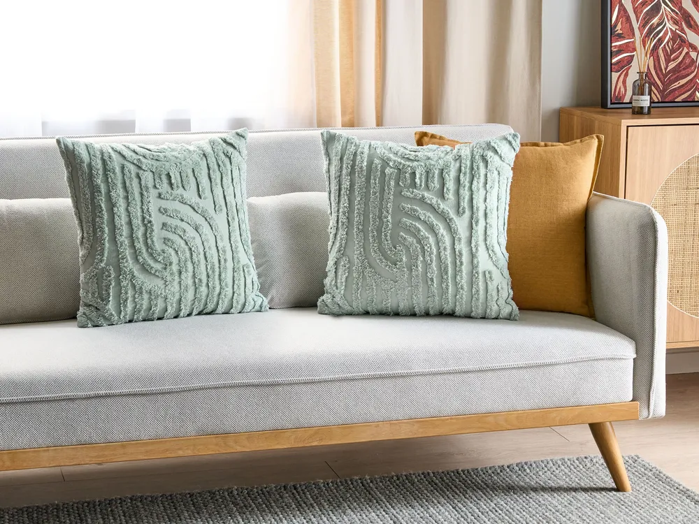 Set 2 Cotton Cushions 45 x 45 cm Green TELLIMA