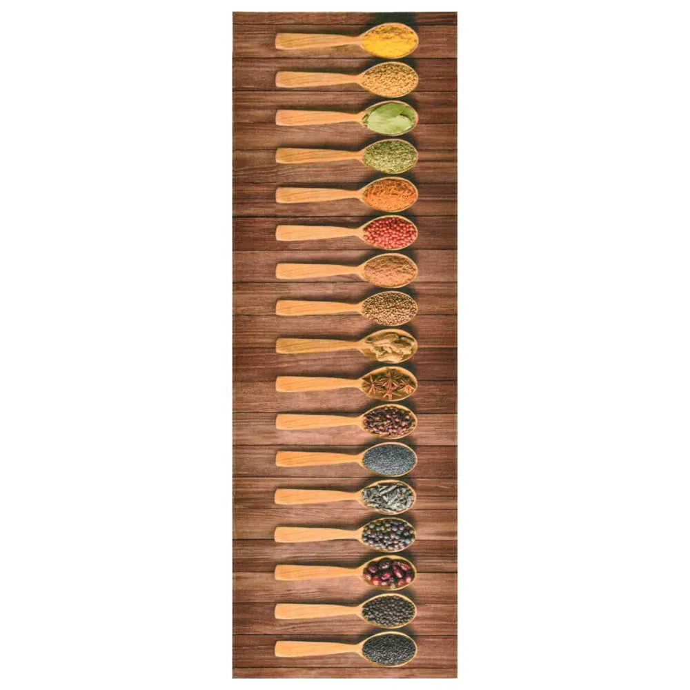 Tapete de cozinha lavável com design de colheres 45x150 cm Resistente Manchas
