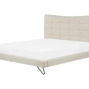 Cama de casal em tecido creme 180 x 200 cm LANNION Tecido de Alta Qualidade