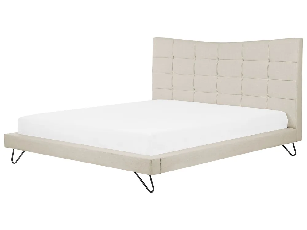 Cama de casal em tecido creme 180 x 200 cm LANNION Tecido de Alta Qualidade