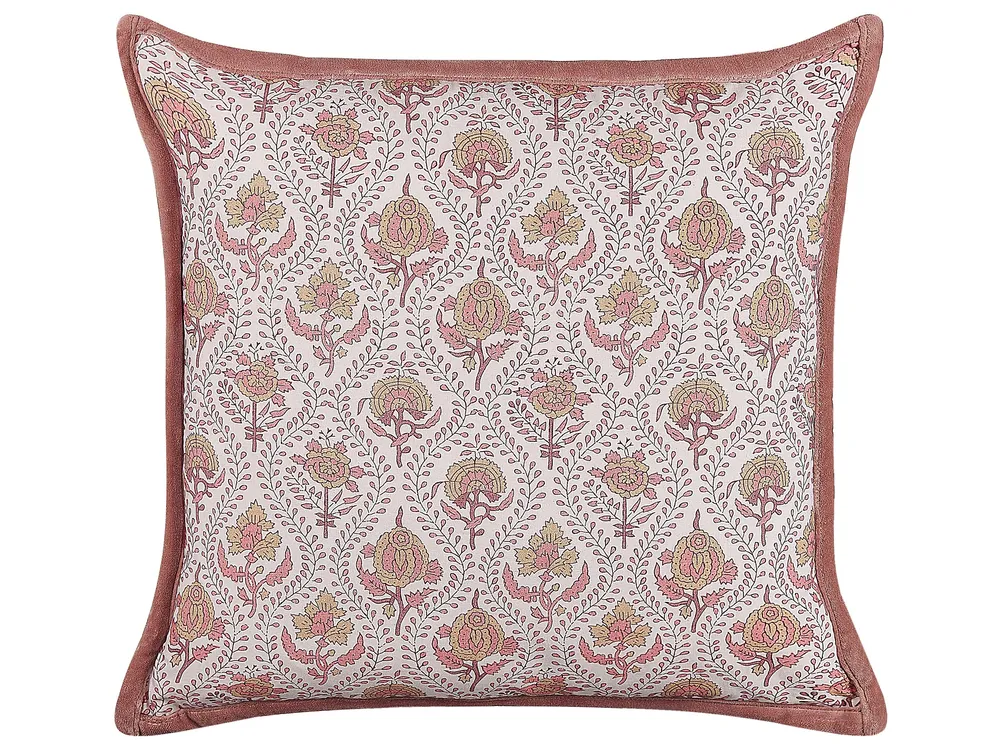 Cotton Cushion Flower Pattern 45 x 45 cm Carmim and White PICEA