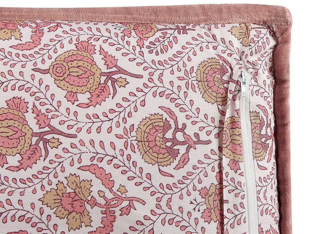 Cotton Cushion Flower Pattern 45 x 45 cm Carmim and White PICEA