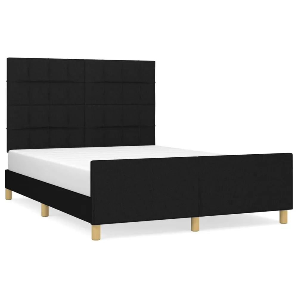 Estrutura de cama sem colchão 140x200 cm tecido preto Com 2 Anos de Garantia
