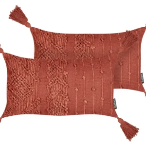 Set 2 Algodão puro Cushions Tassels 30 x 50 cm Red VALVARIA