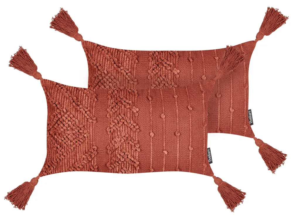 Set 2 Algodão puro Cushions Tassels 30 x 50 cm Red VALVARIA