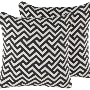 Set 2 Cotton Cushions Geometric Pattern 45 x 45 cm Black and Neve SALIZAR