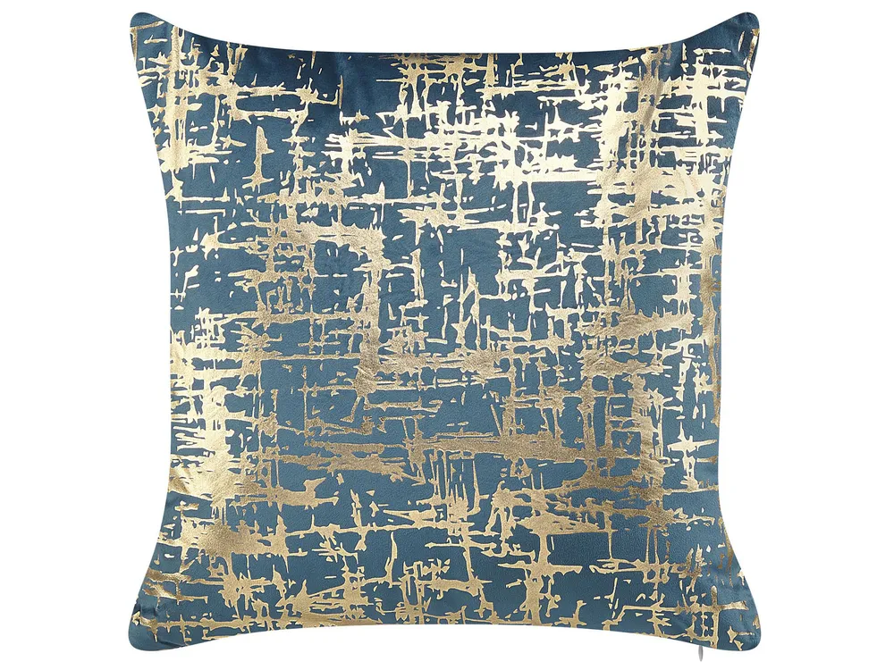 Set 2 Cushions Crackle Pattern 45 x 45 cm Cobalto and Gold GARDENIA