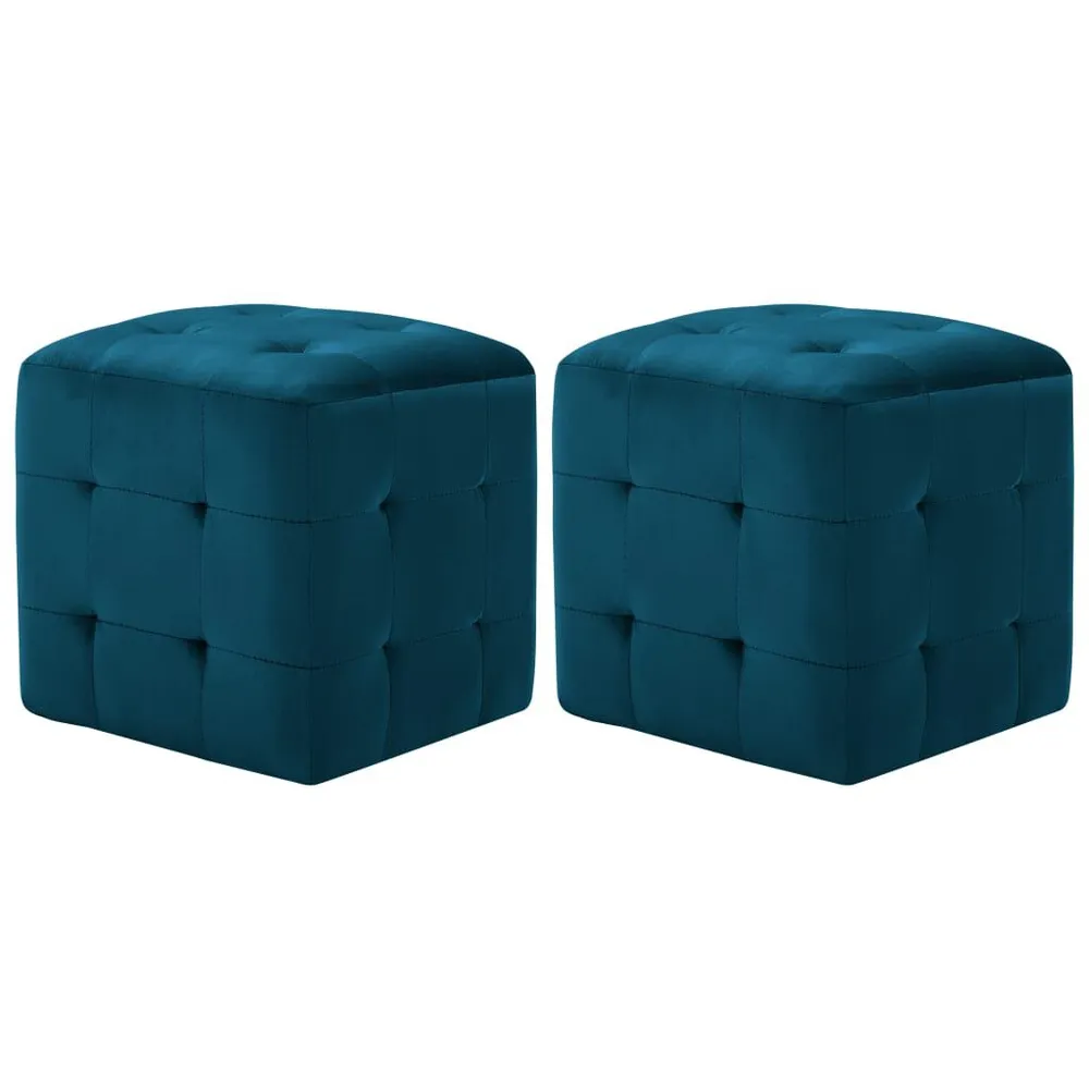 Armário Baixo Pufe 2 pcs 30x30x30 cm veludo azul