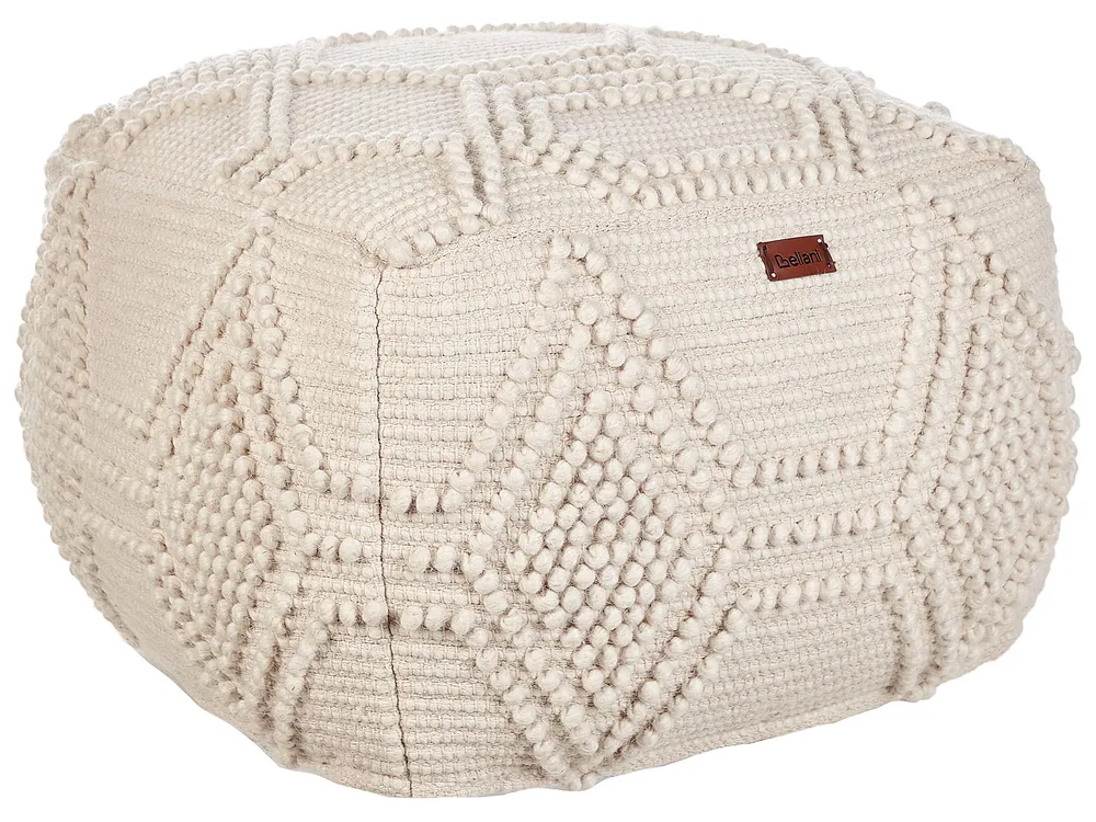 Cadeira Ajustável Pufe em lã creme 60 x 60 x 40 cm CHOIM