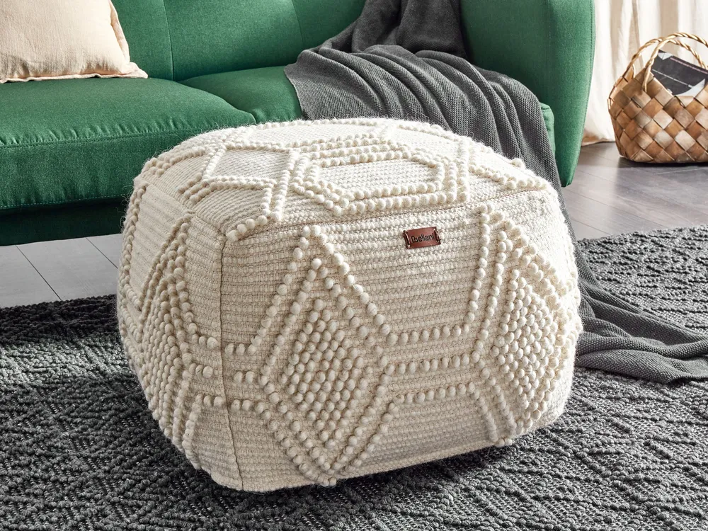 Cadeira Ajustável Pufe em lã creme 60 x 60 x 40 cm CHOIM