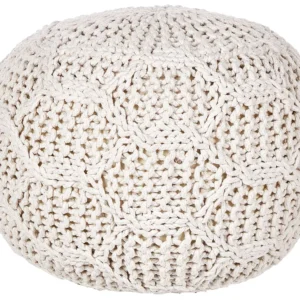 Cotton Macrame Pouffe Beige TRIMAN