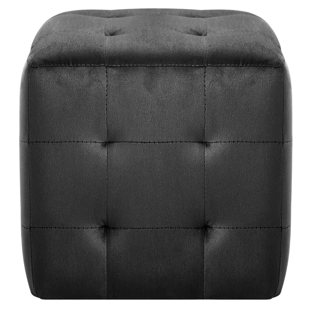 Pufe 2 pcs 30x30x30 cm veludo preto com Barras de Seguranç