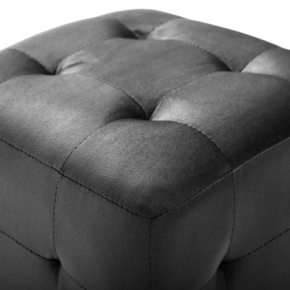 Pufe 2 pcs 30x30x30 cm veludo preto com Barras de Seguranç