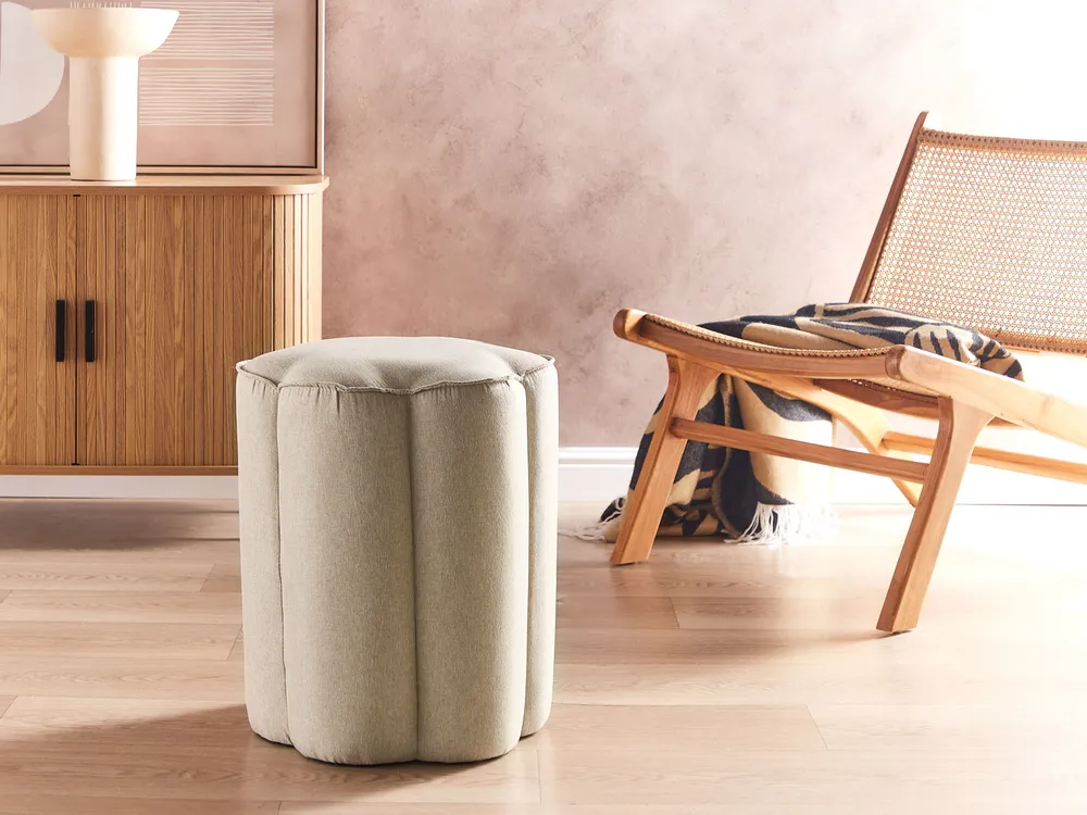 Destaque para Sala Tamborete em linho creme 39 x 34 cm TAPPEN