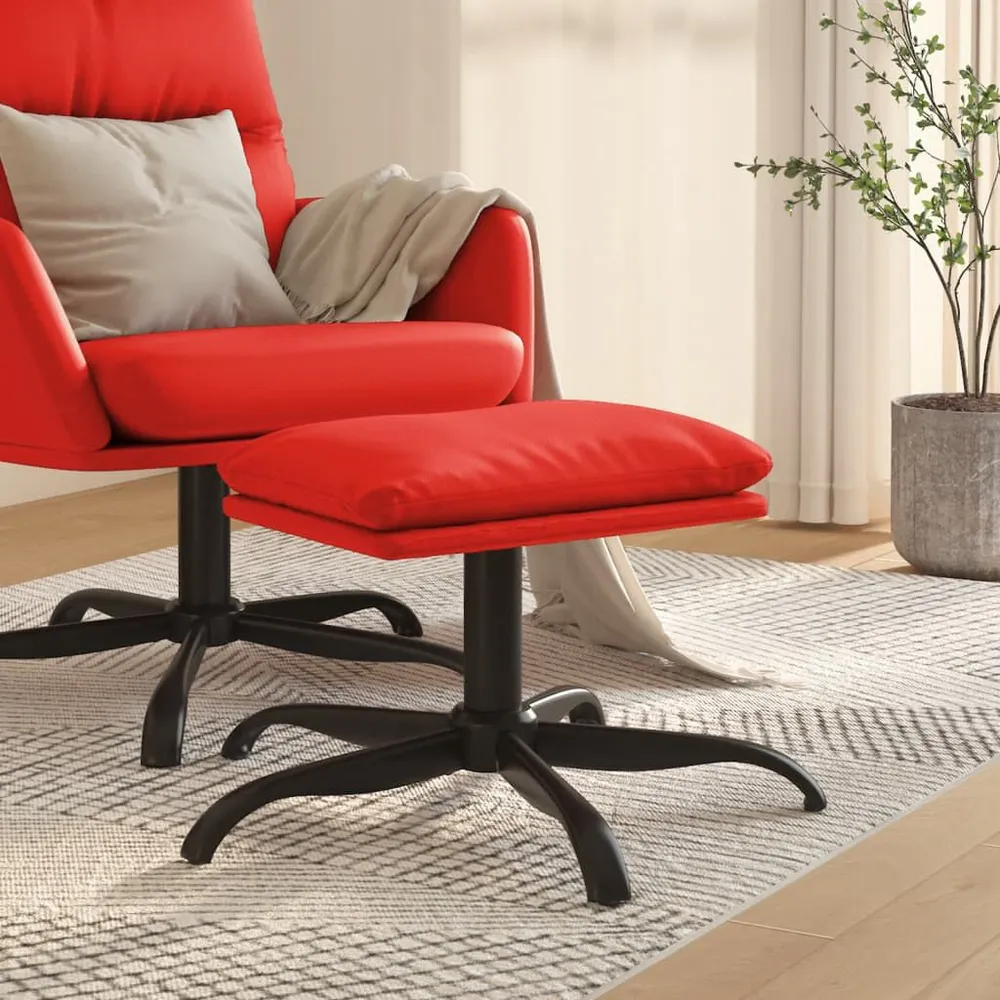 Peç Central Apoio de pés 60x60x36 cm couro artificial vermelho
