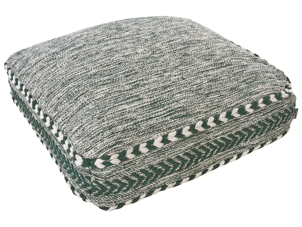 Em algodão Floor Cushion 60 x 60 x 12 cm Green and White BIRCH