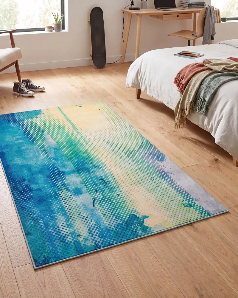 Area Rug 140 x 200 cm Blue and Musgo SUSUZ