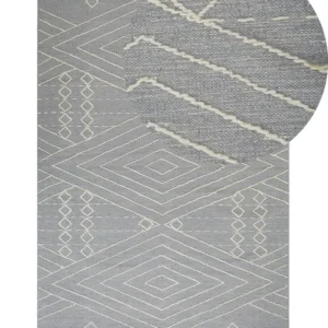 Cotton Area Rug 140 x 200 cm Grey and White KHENIFRA
