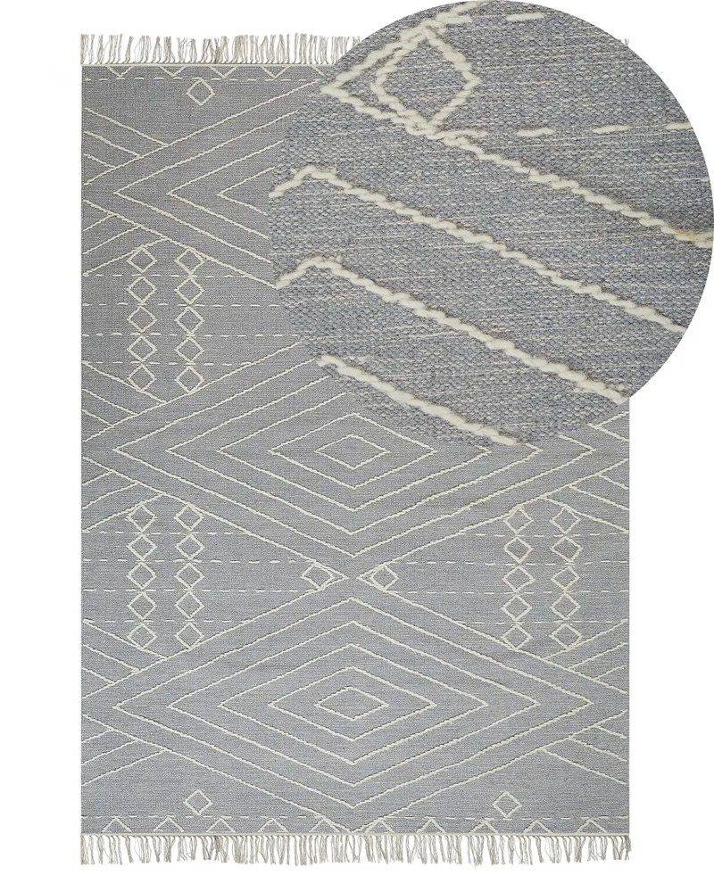 Cotton Area Rug 140 x 200 cm Grey and White KHENIFRA