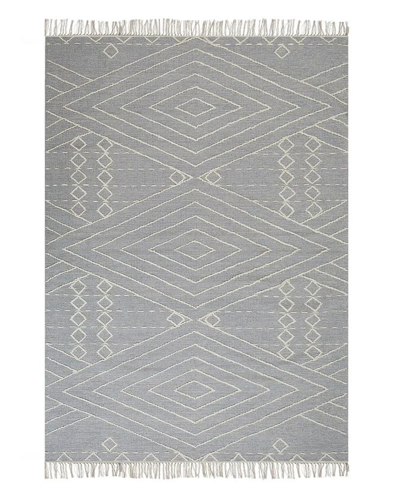 Cotton Area Rug 140 x 200 cm Grey and White KHENIFRA