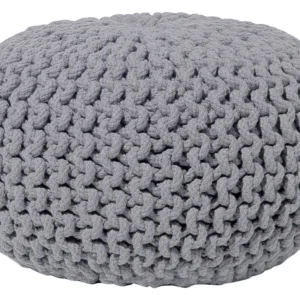 Cotton Knitted Pouffe 40 x 25 cm Dark Grey CONRAD