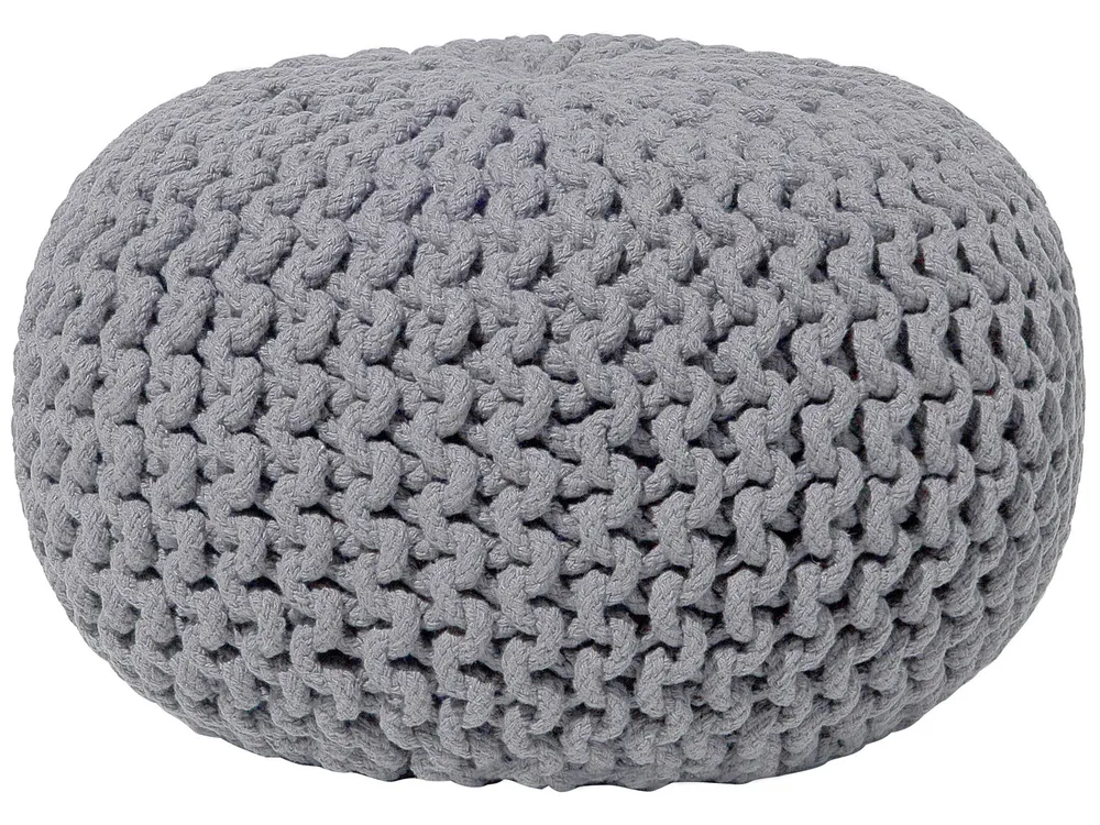 Cotton Knitted Pouffe 40 x 25 cm Dark Grey CONRAD