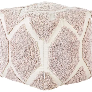 Cotton Pouffe 40 x 40 cm Beige and Flamingo ROJHAN