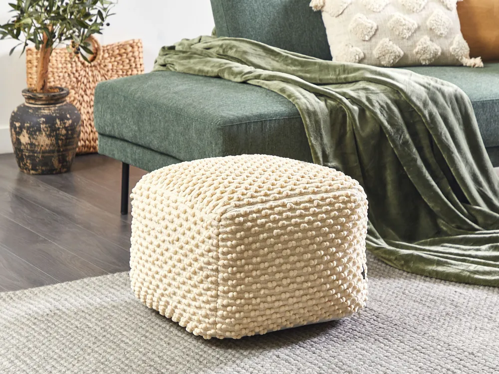 Cotton Pouffe Beige KINGRI