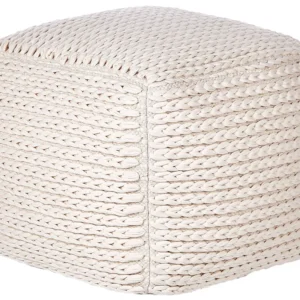 Cotton Pouffe 50 x 50 x 35 cm Light Beige DAMAN