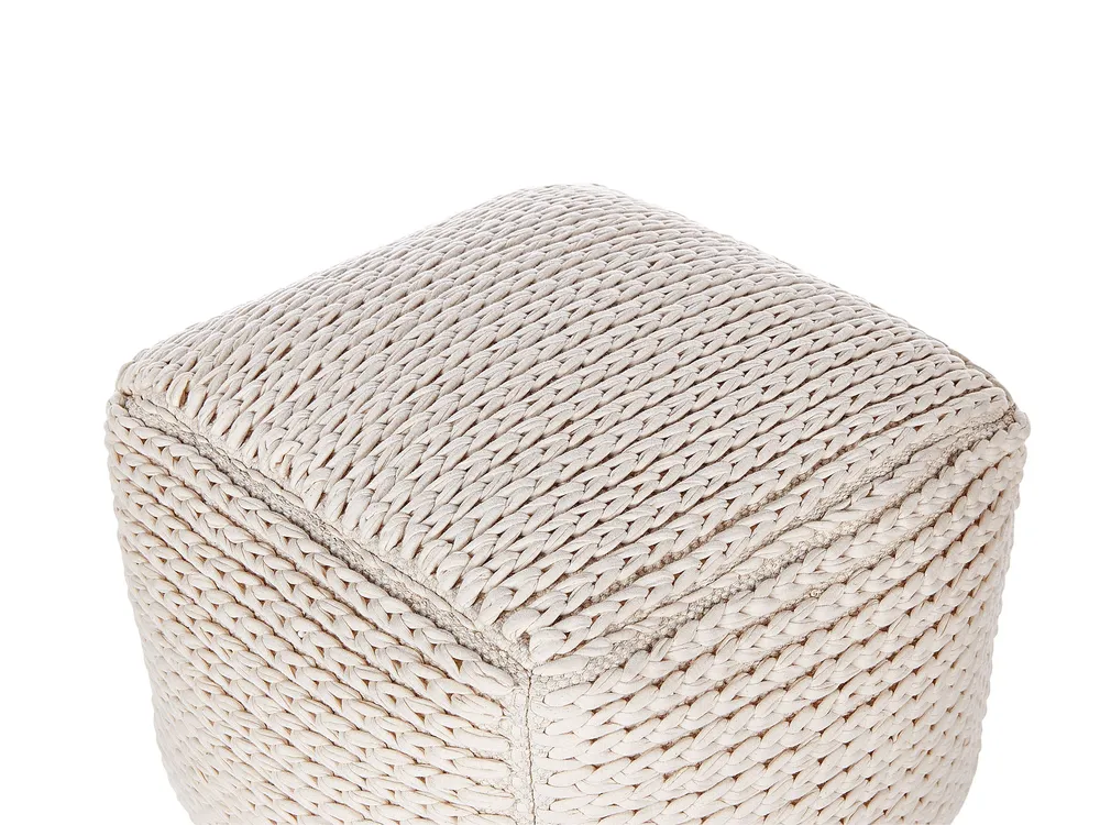 Cotton Pouffe 50 x 50 x 35 cm Light Beige DAMAN