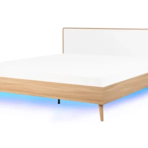 Ergonômico de Alta Qualidade EU Super King Size Bed LED Light Wood SERRIS
